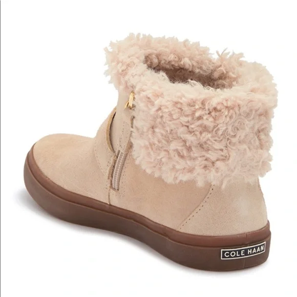 Cole Haan Nantucket Cozy Ankle Boot buckle suede shoe shearling size 7.5 - Picture 2 of 10